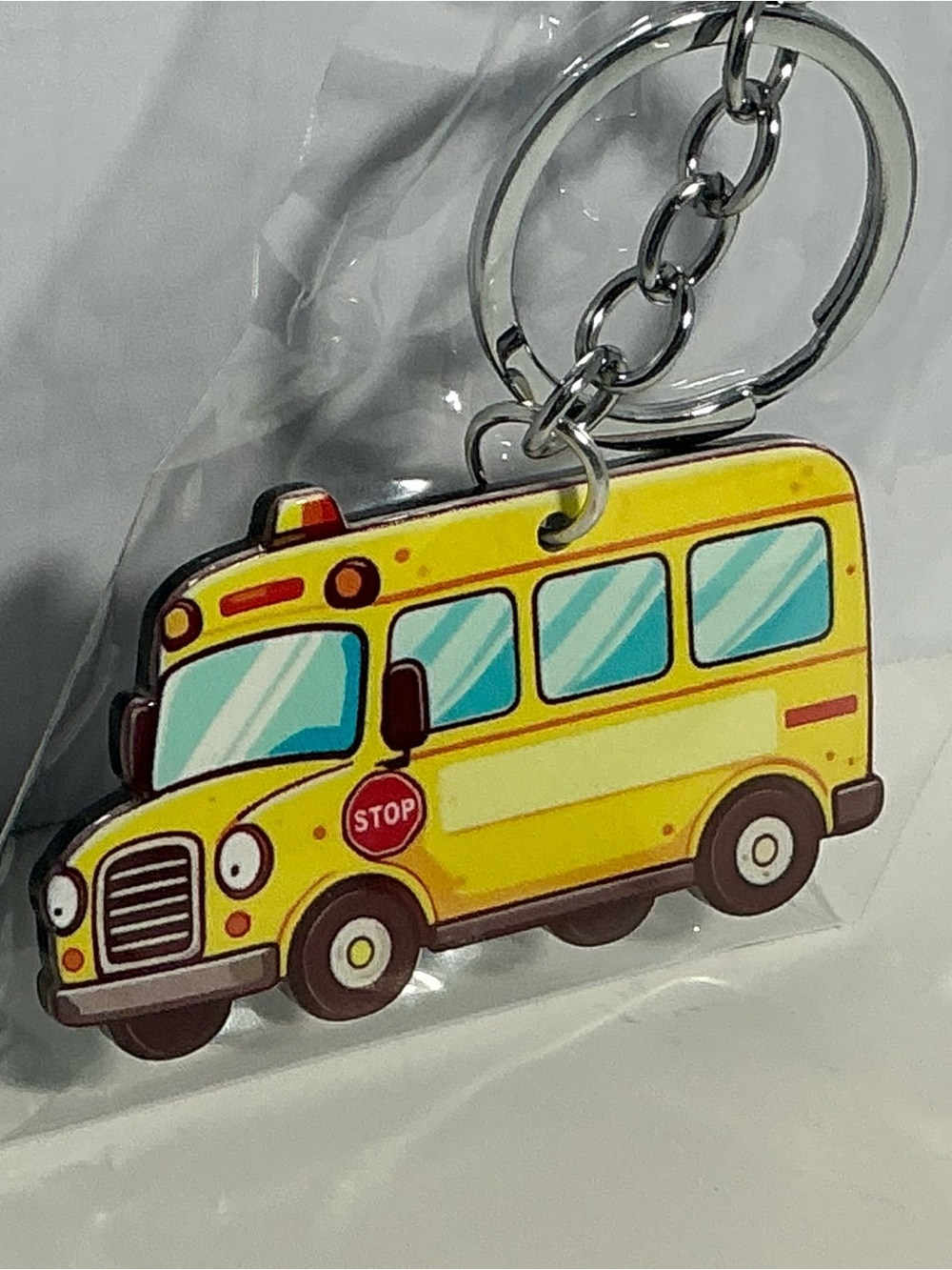 Yellow Acrylic School Bus Keychain